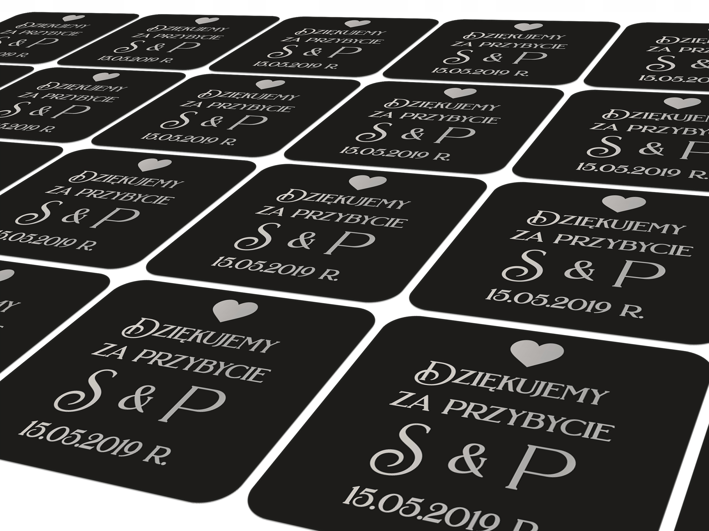 Naklejki ślubne srebrne Dziękujemy za przybycie 96