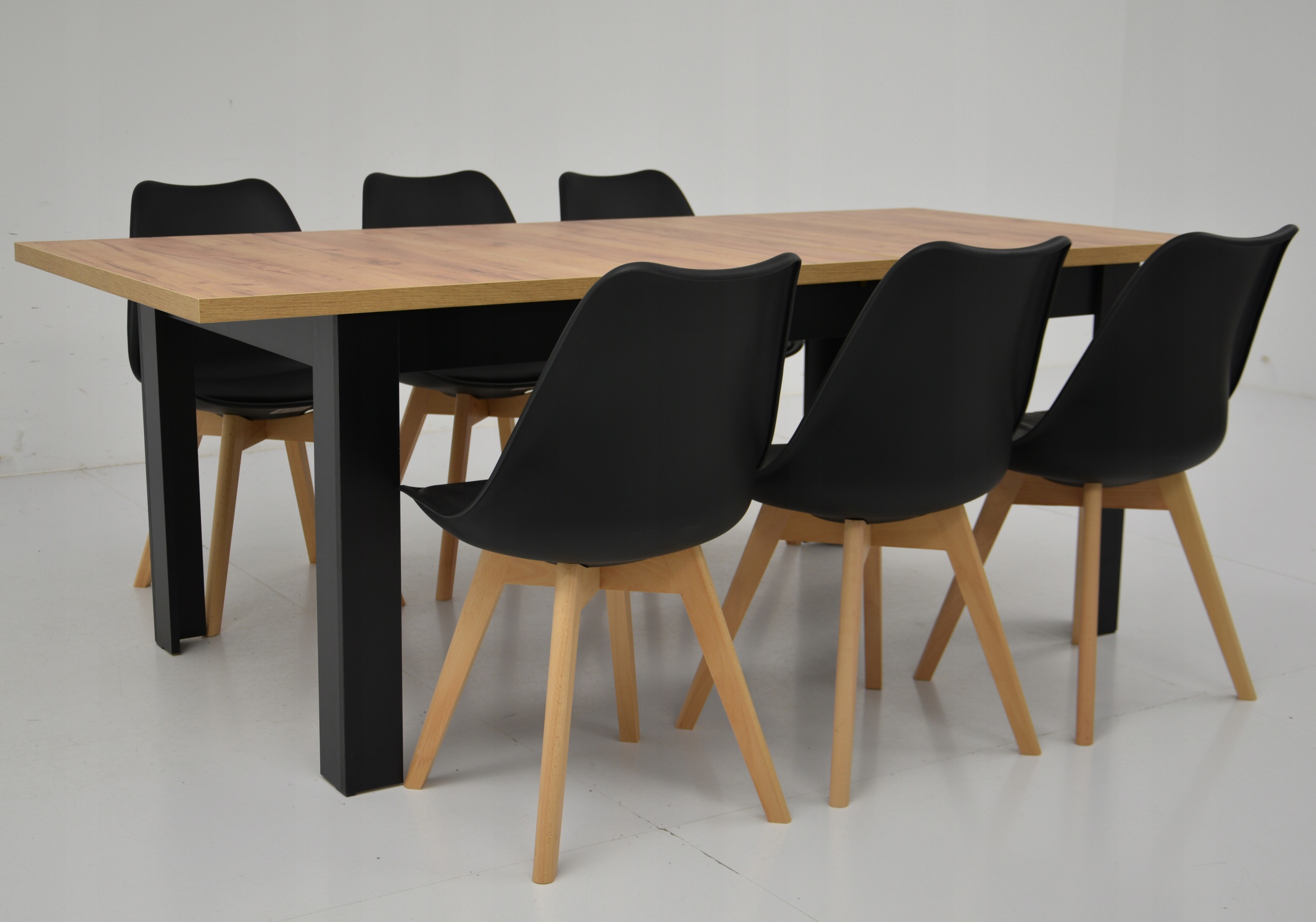 Stół rozkładany 90x160/200 6 krzeseł dąb craft komplet do salonu Długość stołu 160 cm