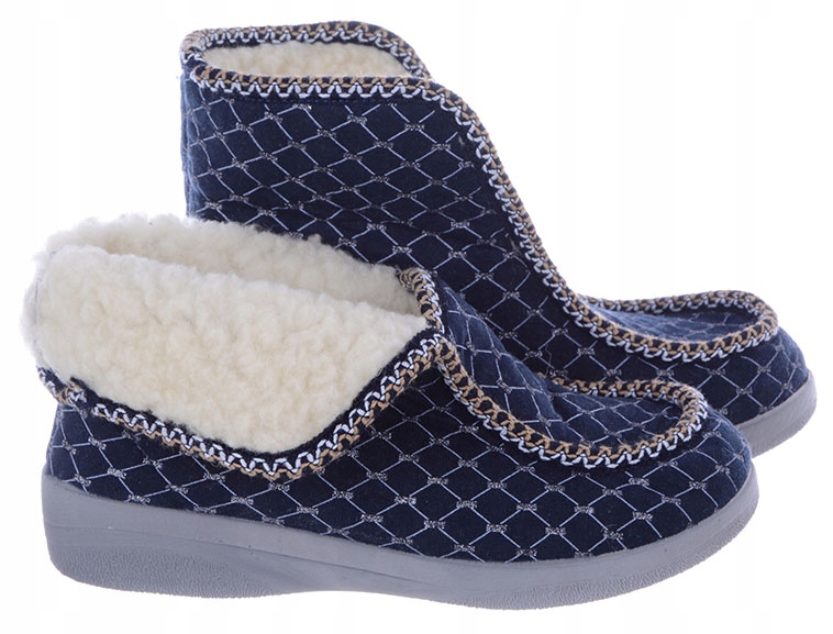 PAPCIE BAMBOSZE FILCOWE Owcza Wełna granat 38