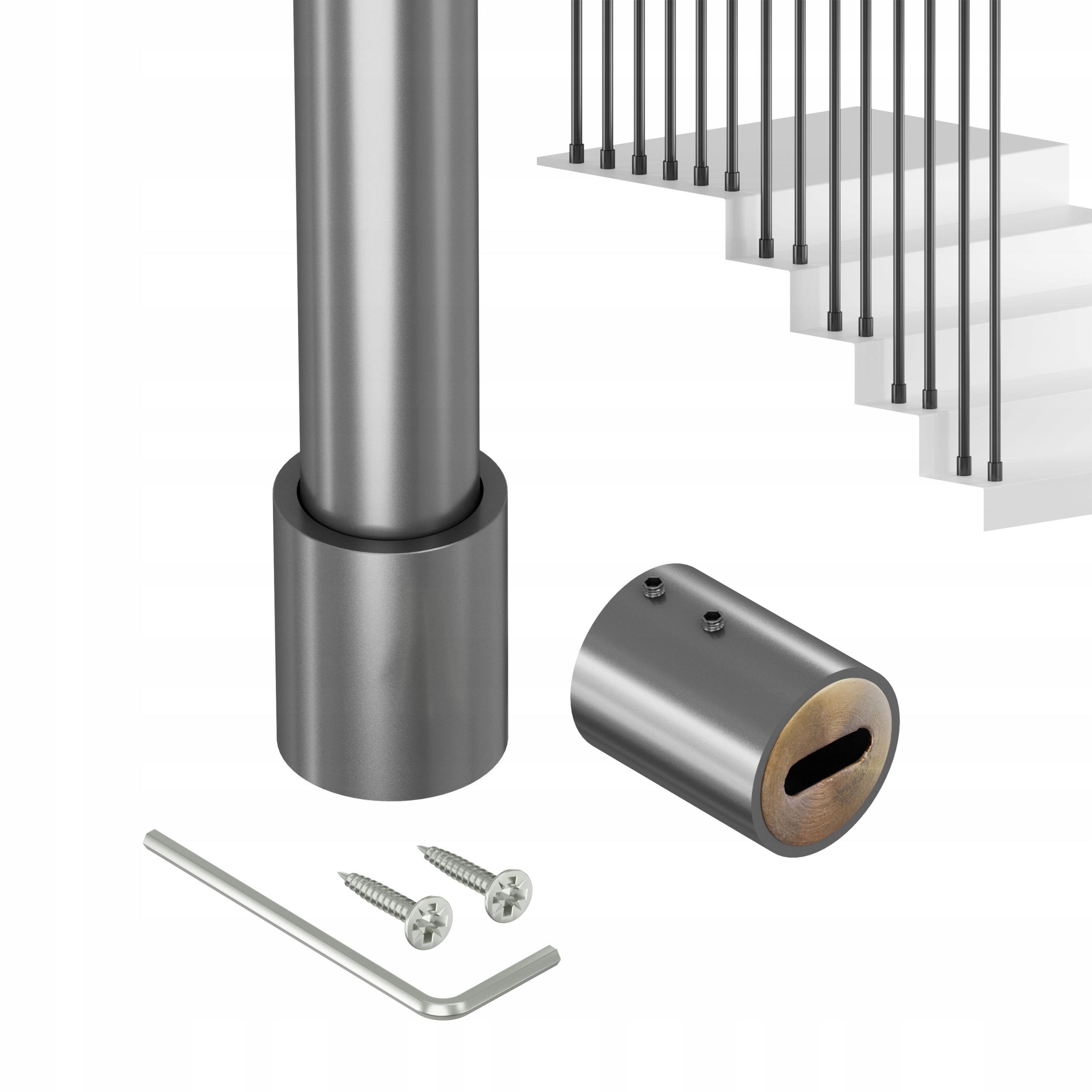 Zábradlí Na Schody Zábradlí Tralka Sloupek Grafit fi 25mm 295 CM Harfa