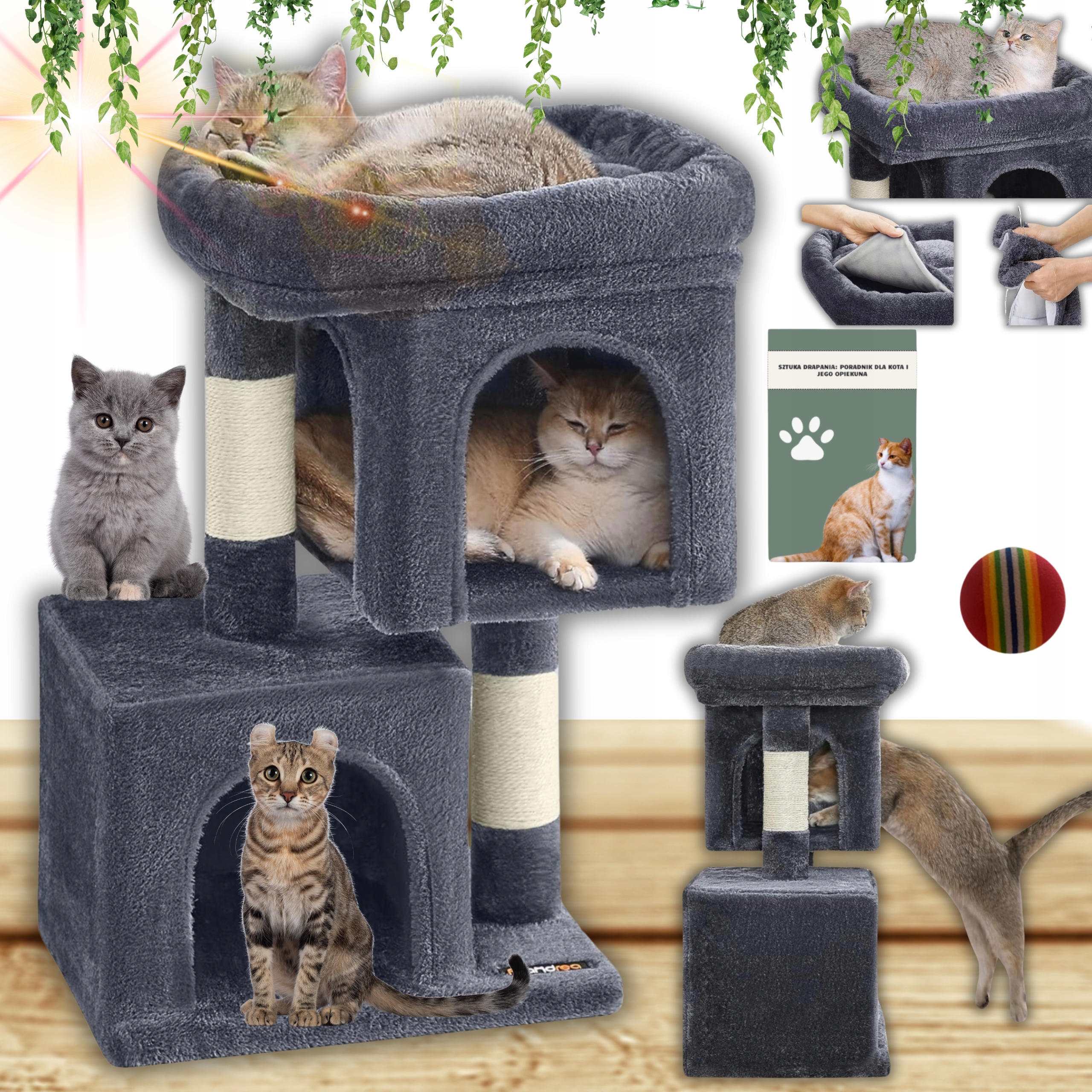 Škrabadlo Pro Kočky Domeček Pelíšek Jeskyně Věž Sloupek Stromek Stabilní!