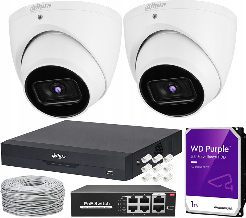 Sada pro monitorování Ip domů 2 kamery Dahua 5Mpx PoE záznamník 1TB