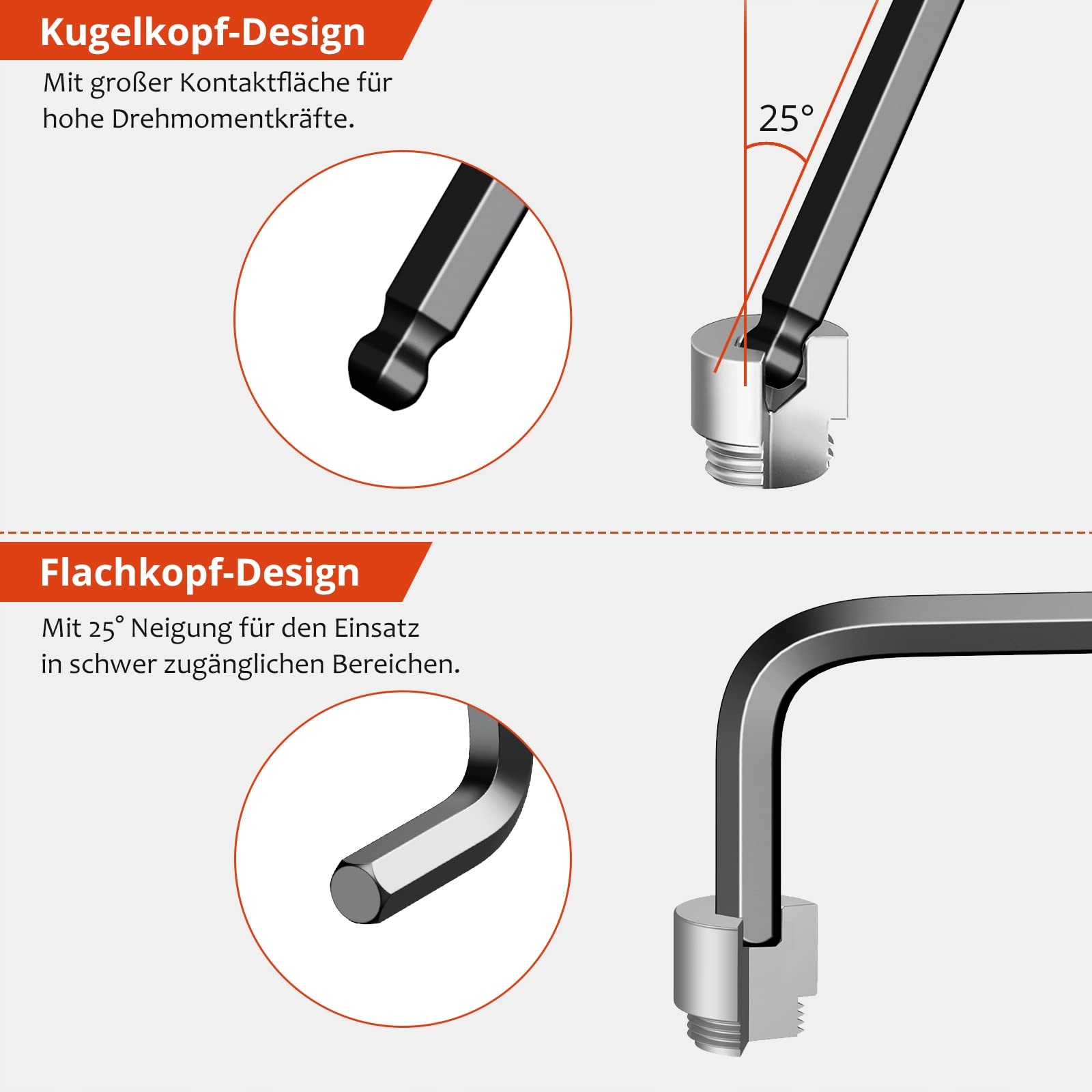 GETLITOOL Zestaw Kluczy Imbusowych 13szt CrV 127mm10mm Z Kulistą Główką — miniatura 3