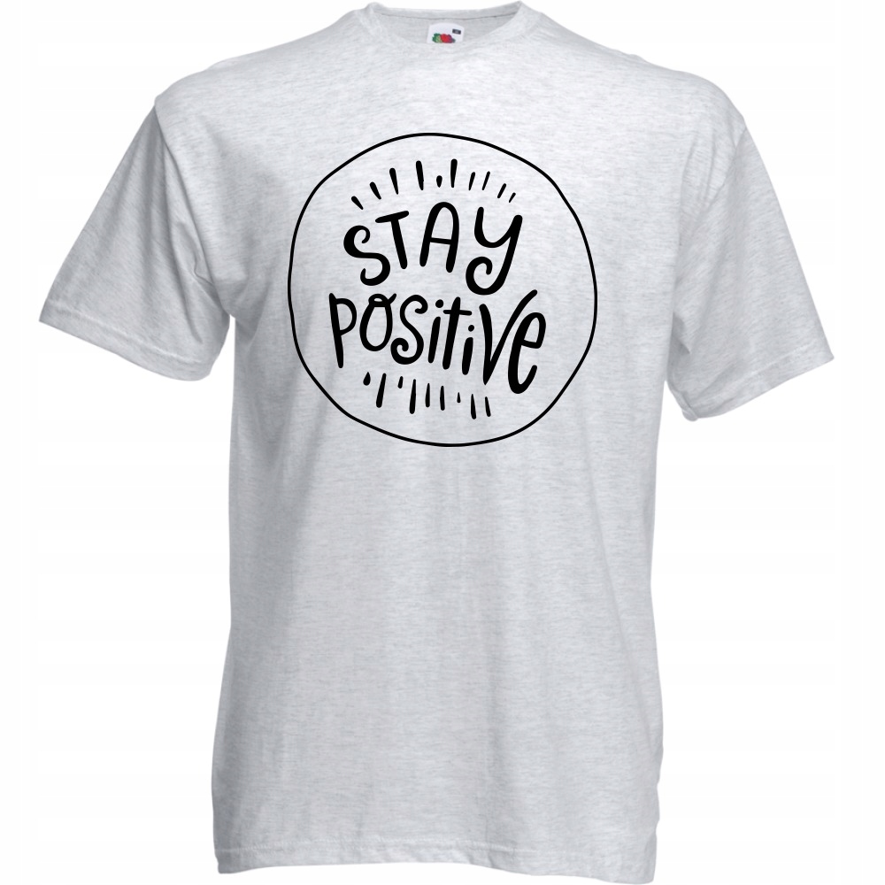 

Koszulka stay positive pozytywnie S ash szara