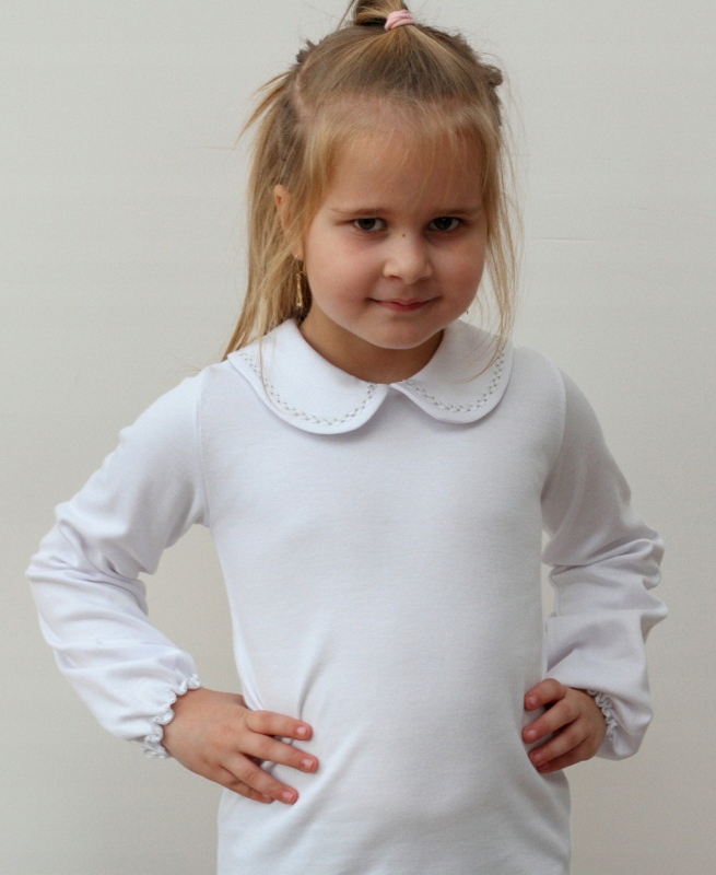 BLUZKA BIAŁA Z KOŁNIERZYKIEM ROZ. 116 - KLAUDYNKA Płeć dziewczynki