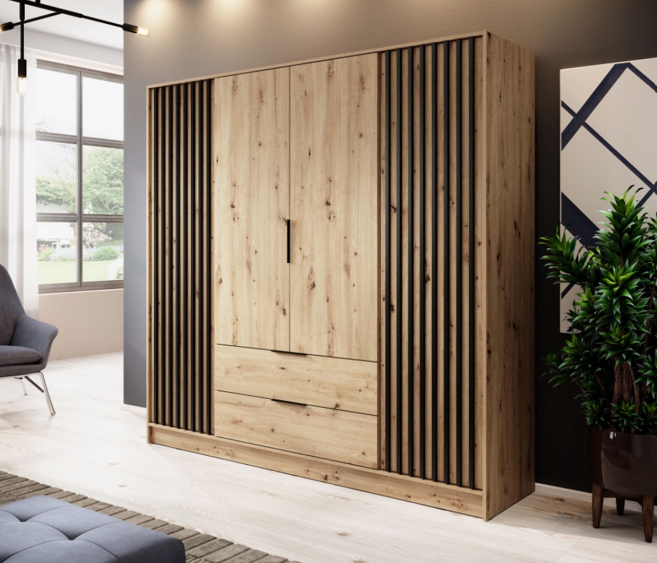 Szafa Lamele 206 cm Dąb Artisan NELA PS