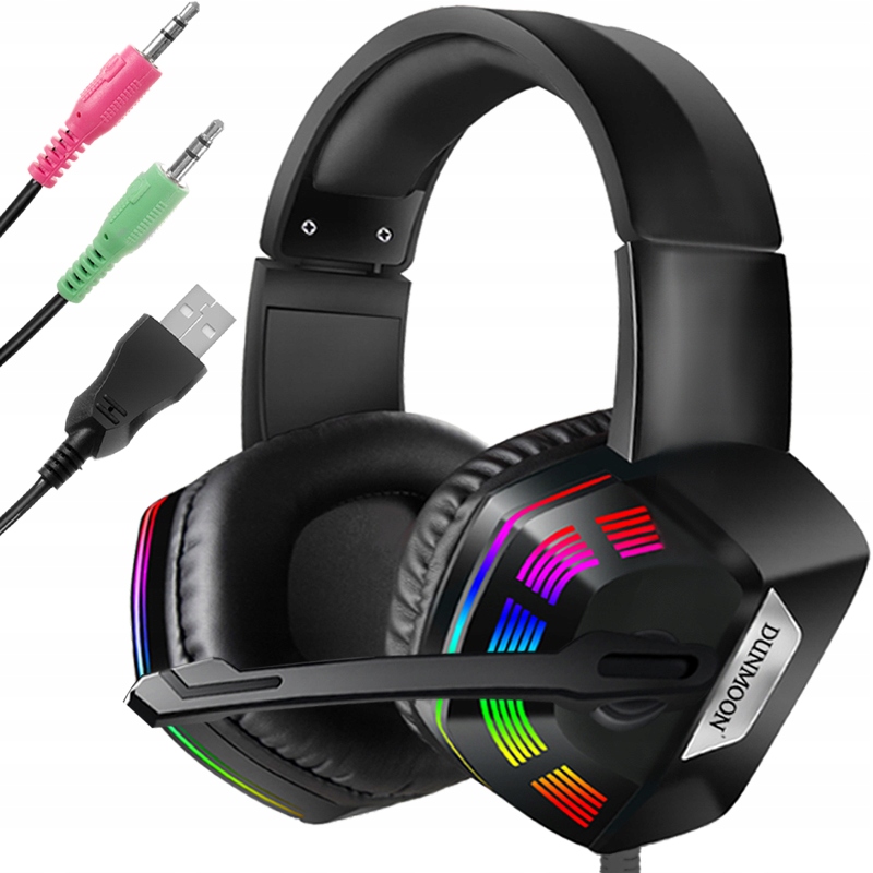 

Słuchawki Gamingowe dla Graczy Mikrofon Pc Led Rgb