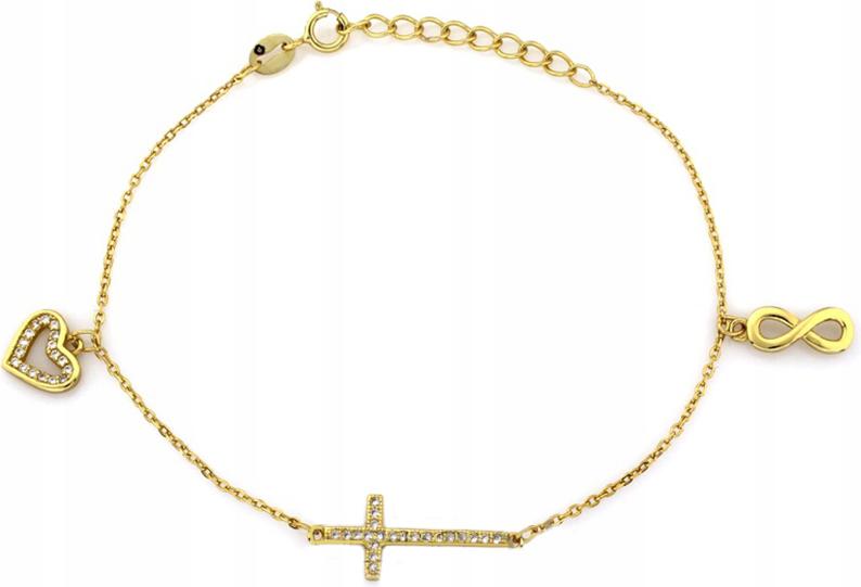 Stříbrný dámský náramek 925 křížek zirkony 2 g moderní módní vzor