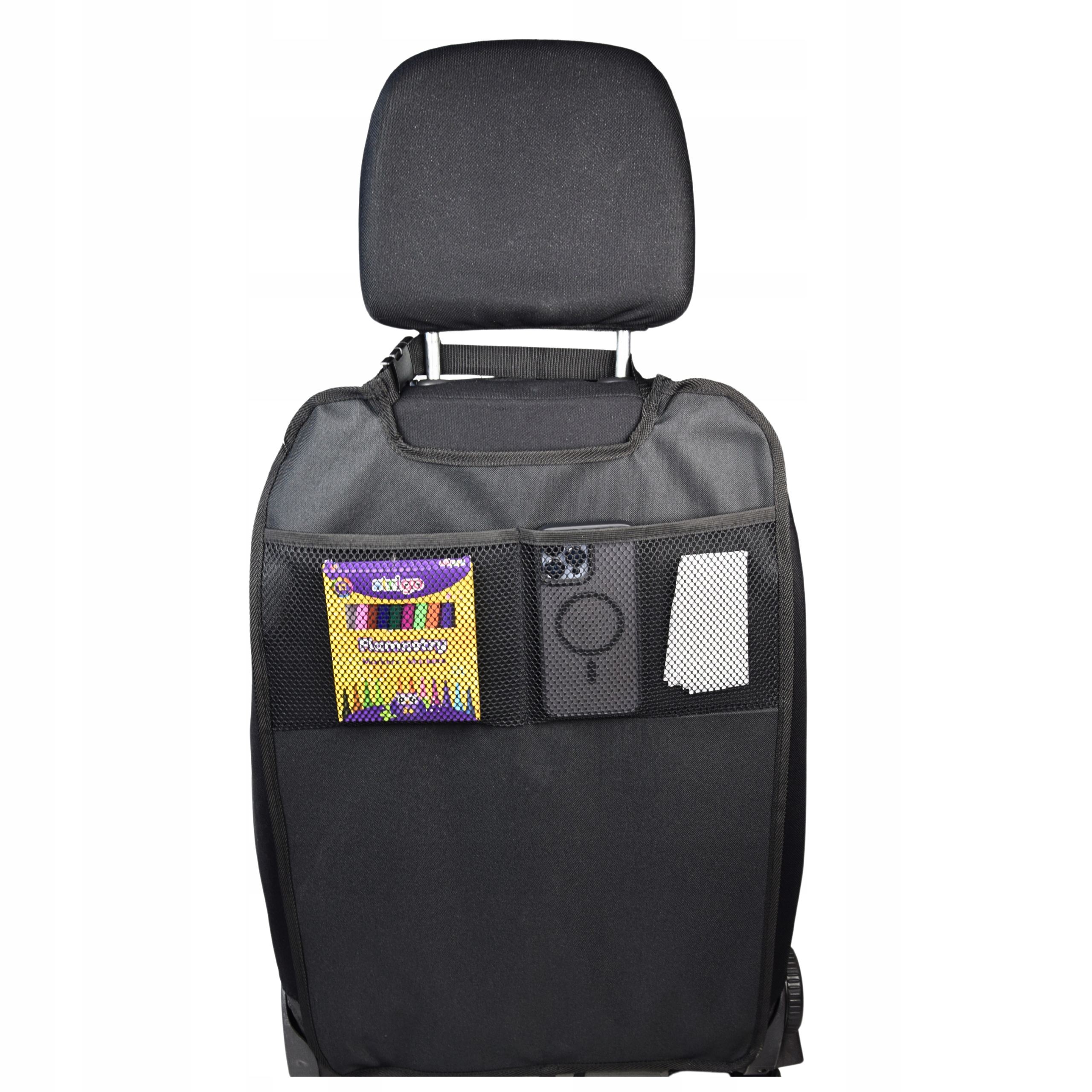 Mata ochronna na tył fotela przedniego w samochodzie organizer