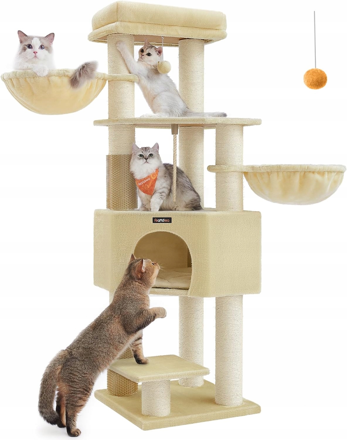 Duży drapak dla kota 160 cm wieża legowiska sizal stabilny Feandrea