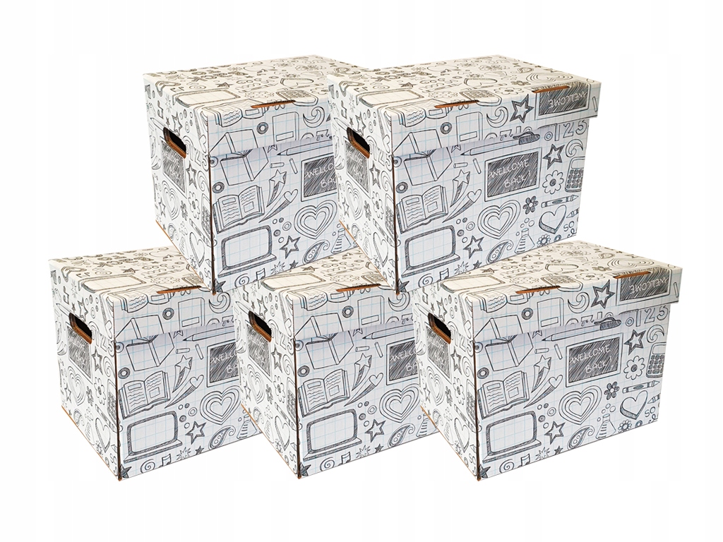 

5szt mocne pudełka na zeszyty książki szkoła szare