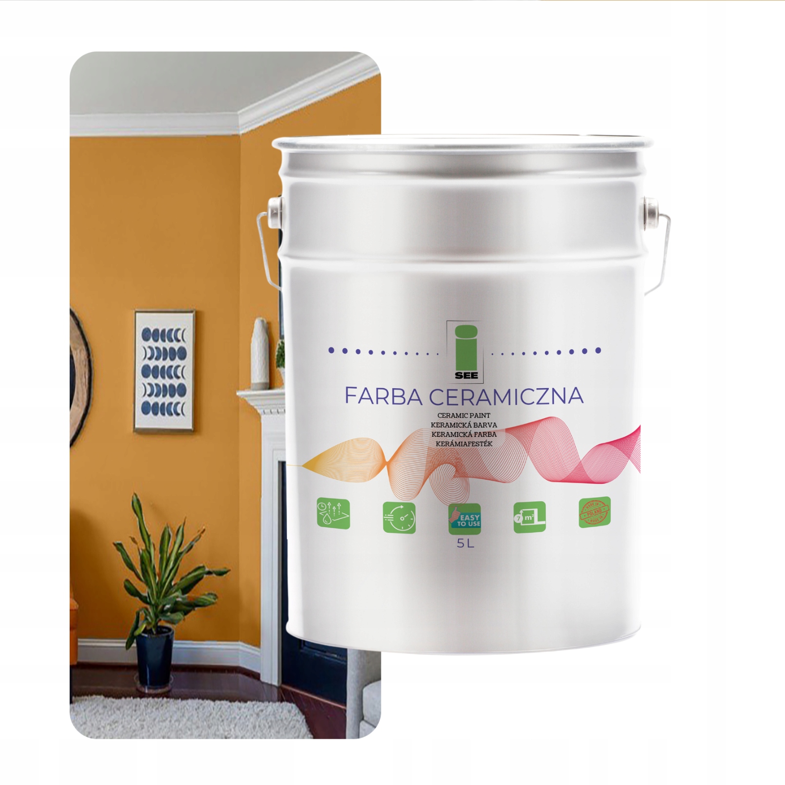 Keramická Farba Na Steny Umývateľná, Zlatá, Svetlá Terrakota 5 L, Odolná Voči Škvrnám