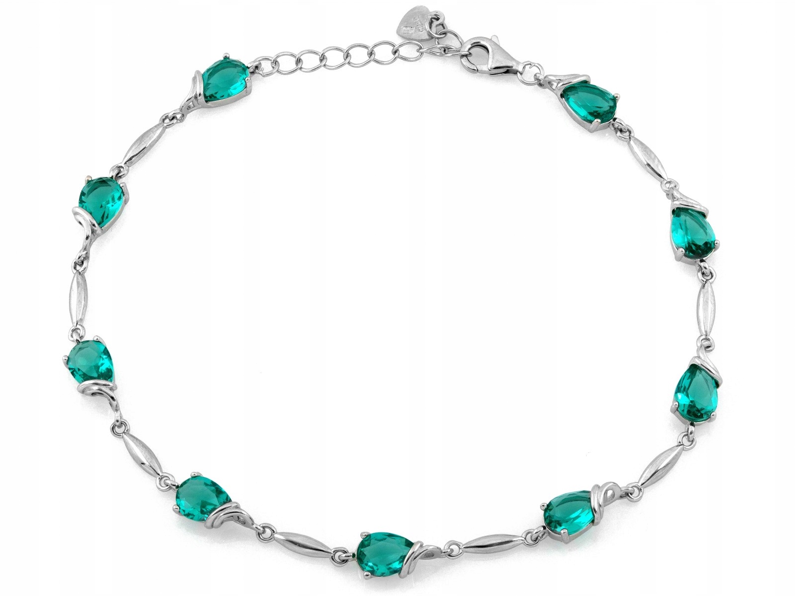 Stříbrný náramek 925 s azurovými kameny, váha 5.52 g jako dárek 22 cm