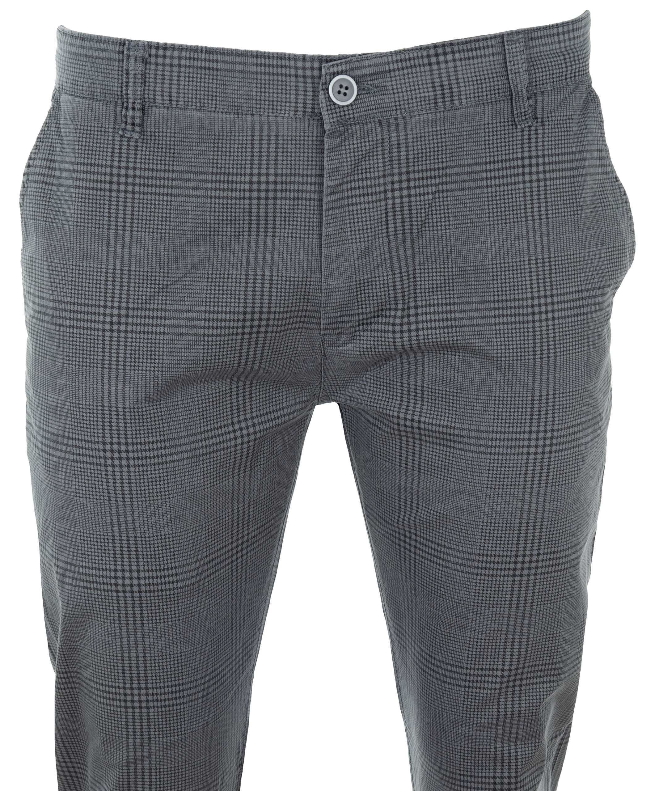 SPODNIE MĘSKIE LETNIE BAWEŁNIANE SZARE W KRATĘ WYGODNE STYLOWE W52 Rozmiar 52