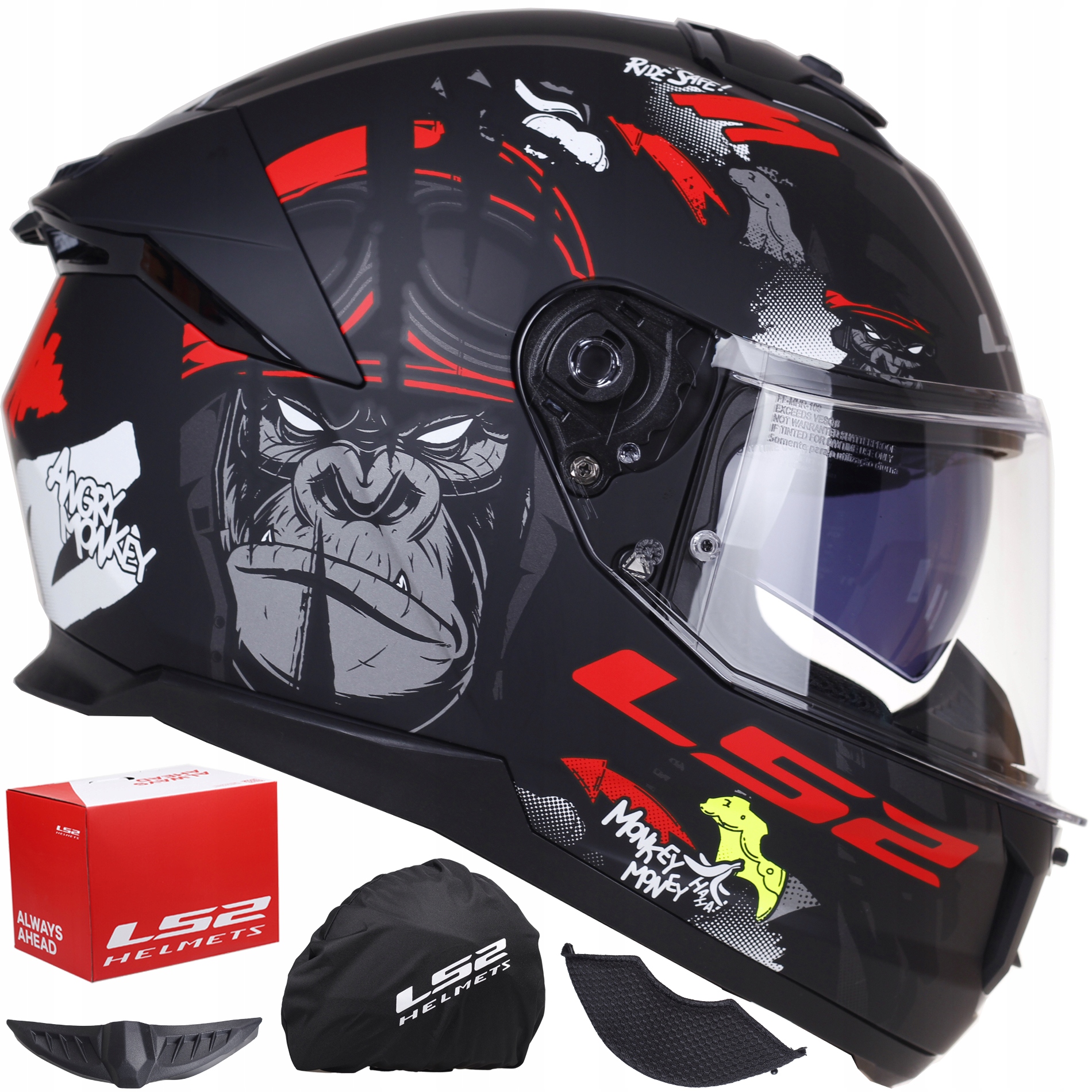 Kask Motocyklowy LS2 FF808 Stream II system Pinlock Angry Monkey