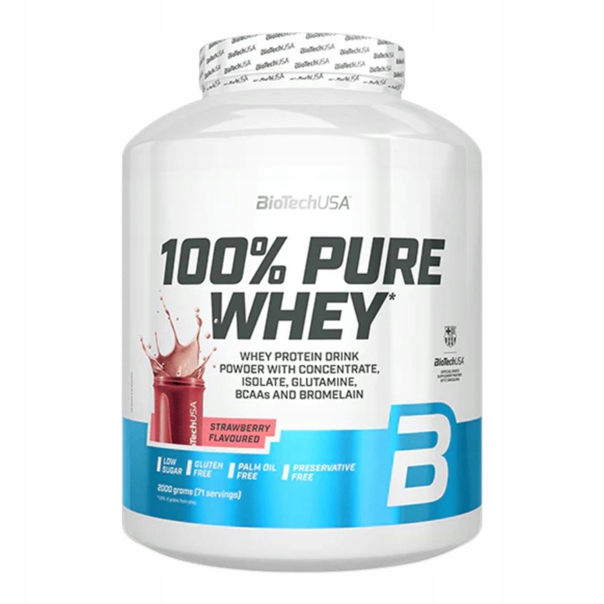 Jahodový protein 100% Pure Whey Biotech Koncentrát Izolát Wpc Wpi Hmotnost
