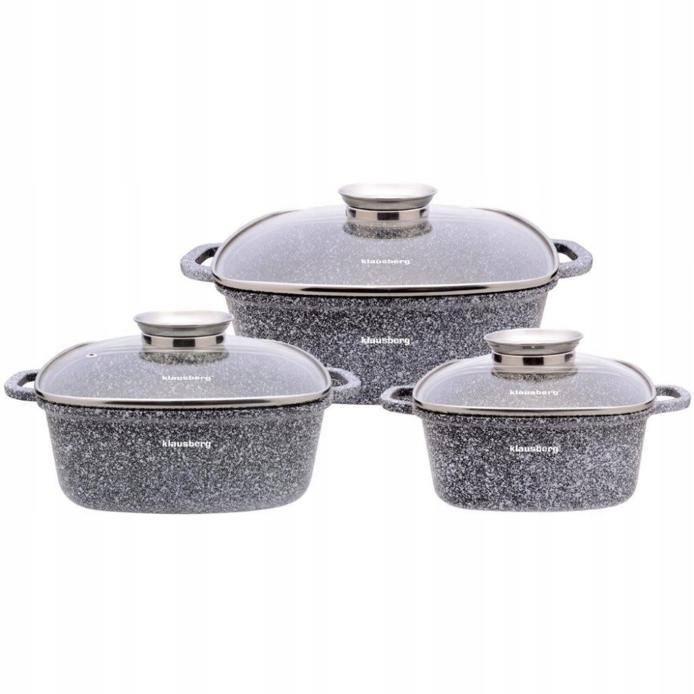 Sada hrnců z hliníku, šedý mramor 6 ks (Ø20/24/28 cm), Klausberg