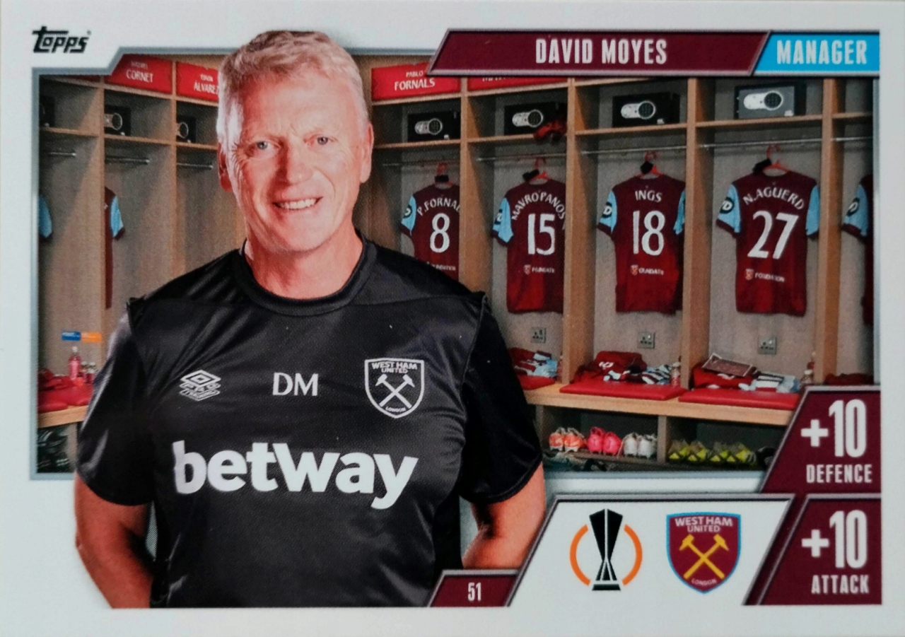 Topps Match Attax Extra 2023/2024 Manager 51 David Moyes West Ham