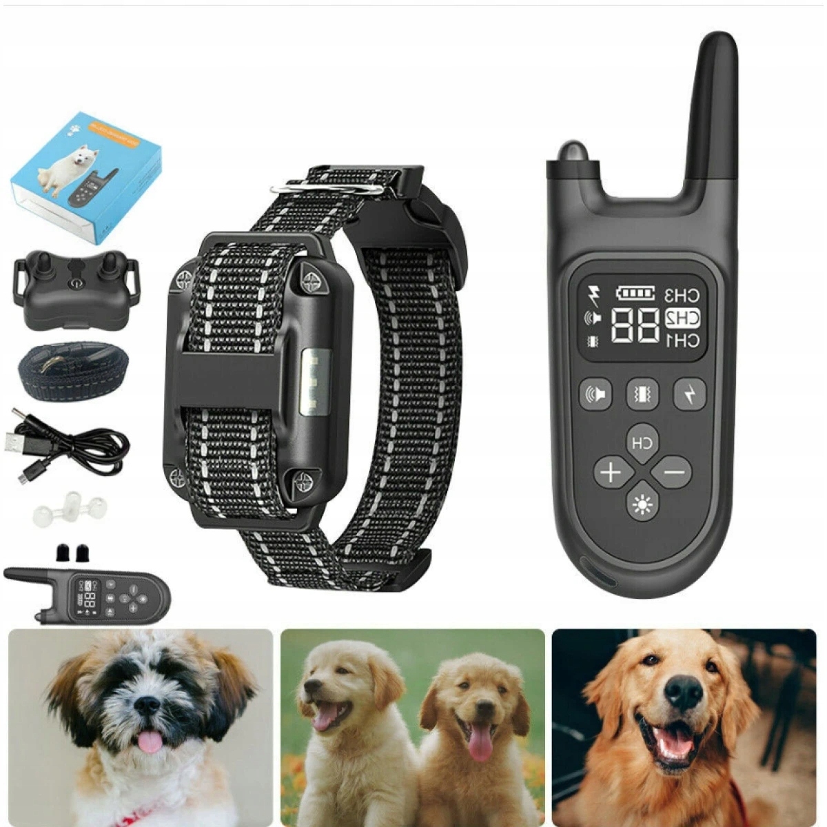 Levně Elektrický Obojek Pro Výcvik Psů S Dálkovým Ovládáním, Ultrazvuková Vibrace