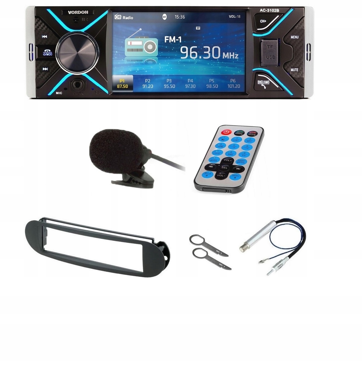 Automobilové rádio Vordon AC-3102B Bluetooth LCD Aux Usb Vw New Beetle