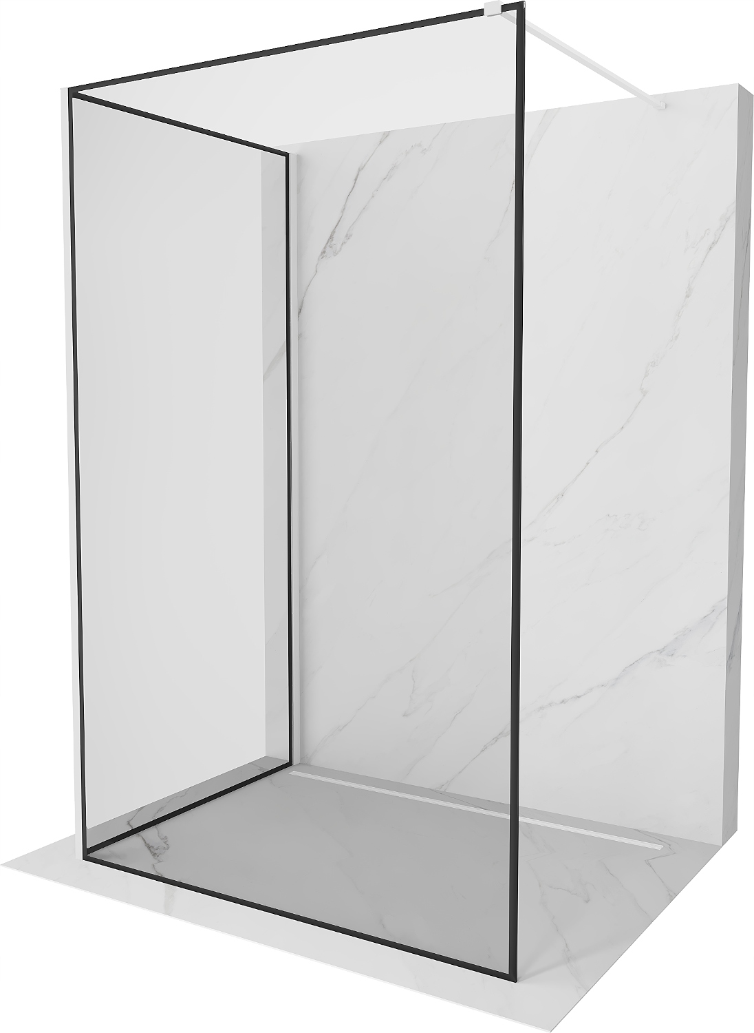 Ścianka szyba prysznicowa 140x90 Walk In Mexen Kioto 8mm czarna ramka biała