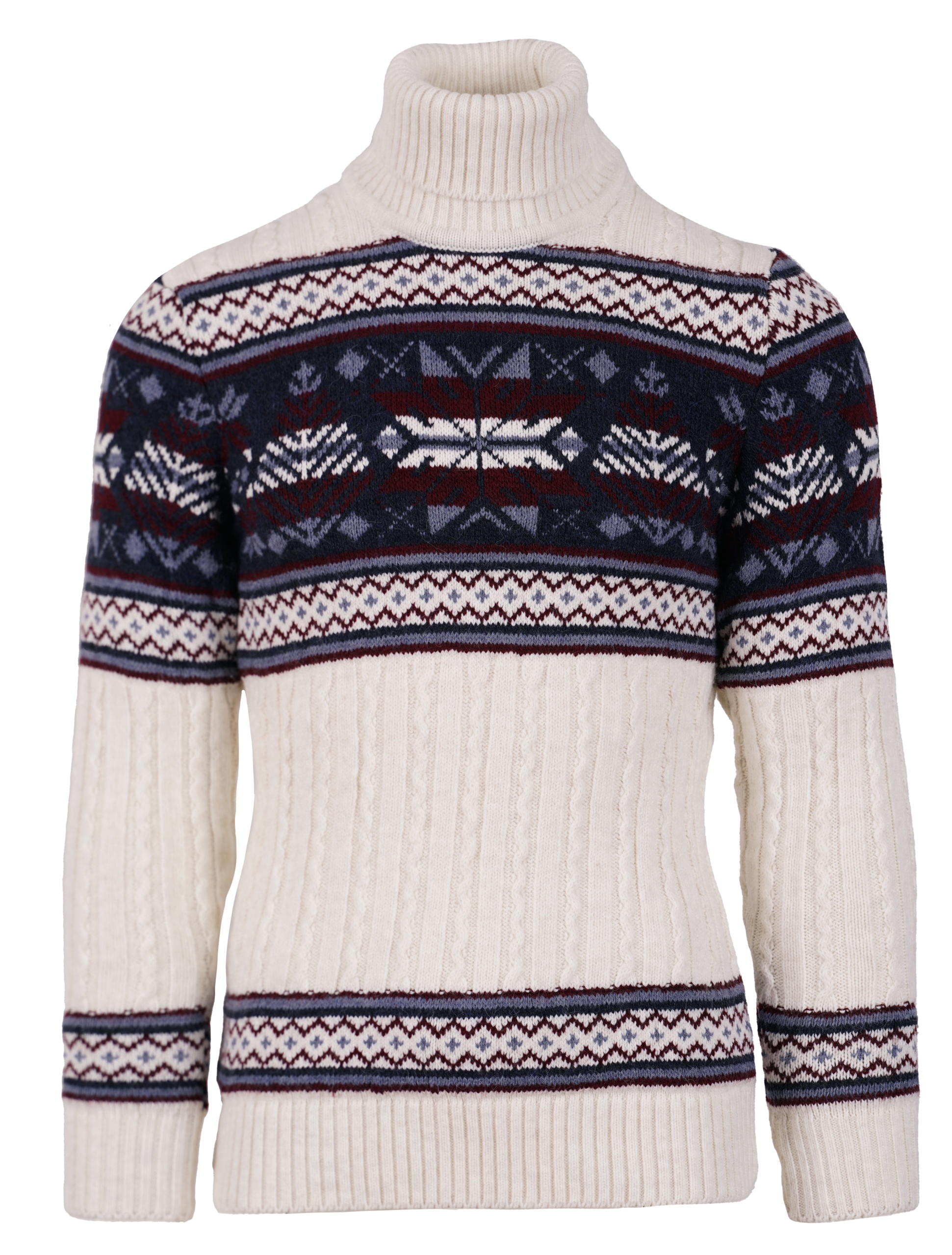

Sweter Męski Golf Wełniany Wzór Norweski Ecru L