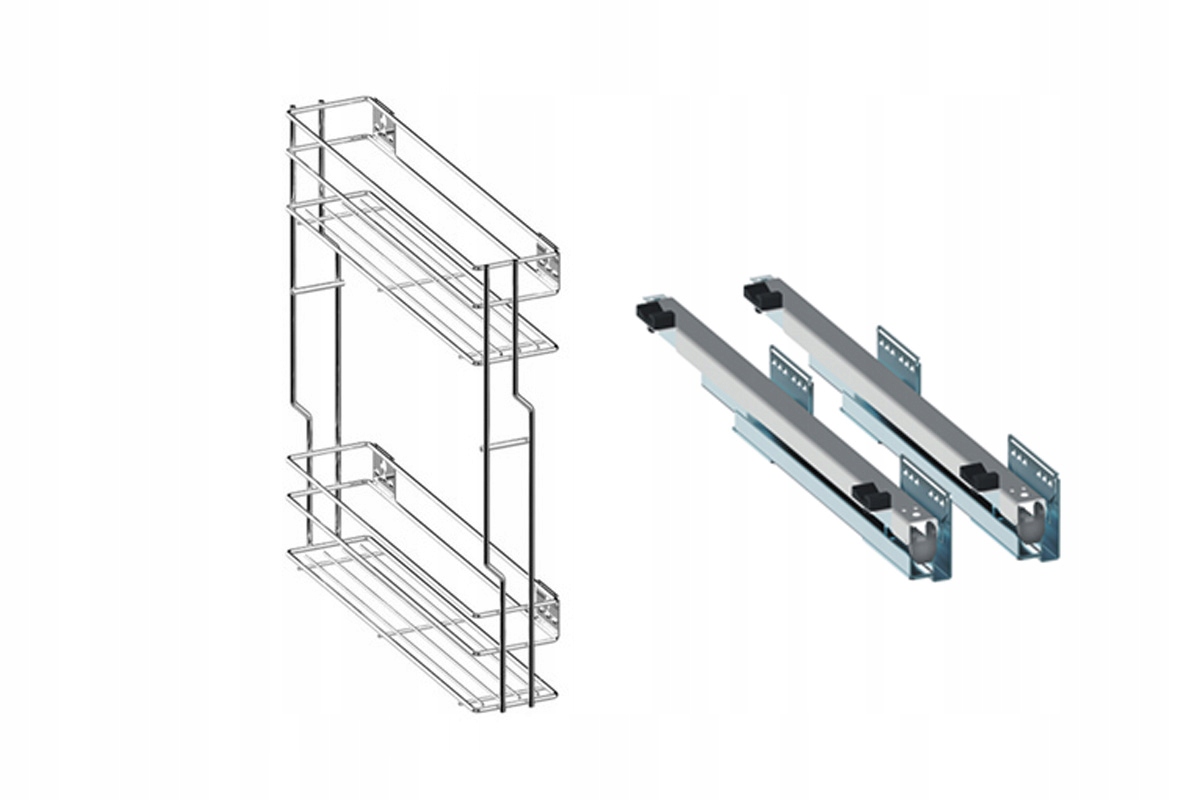 Cargo koš do skříňky pravý 15 cm 150 chrom 2p s tlumením dovírání Rejs s plným výsuvem