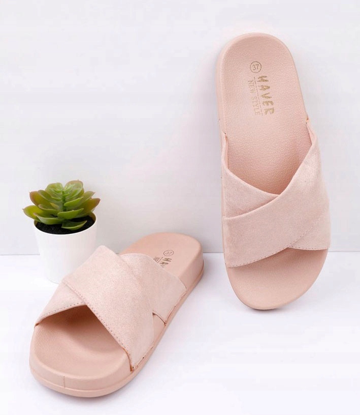 Nowość Klapki DWA PASKI X Mieniące się ZŁOTE r40 Kod producenta KLAPKI X