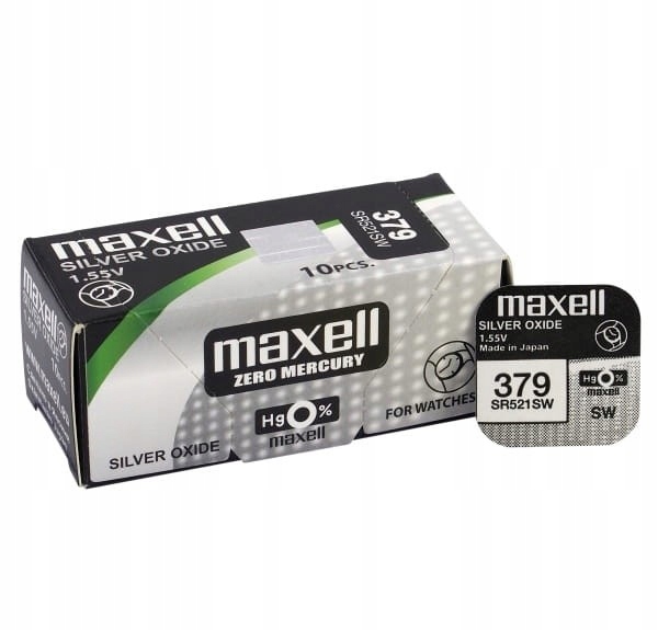 5x10 kusů stříbrných baterií Maxell SR521SW 379 SR379