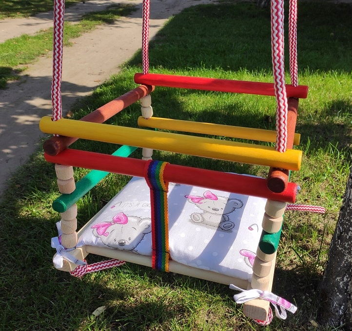 HUŚTAWKA Z PODUSZKĄ DREWNIANA - CE -PRODUKT POLSKI Marka Inna