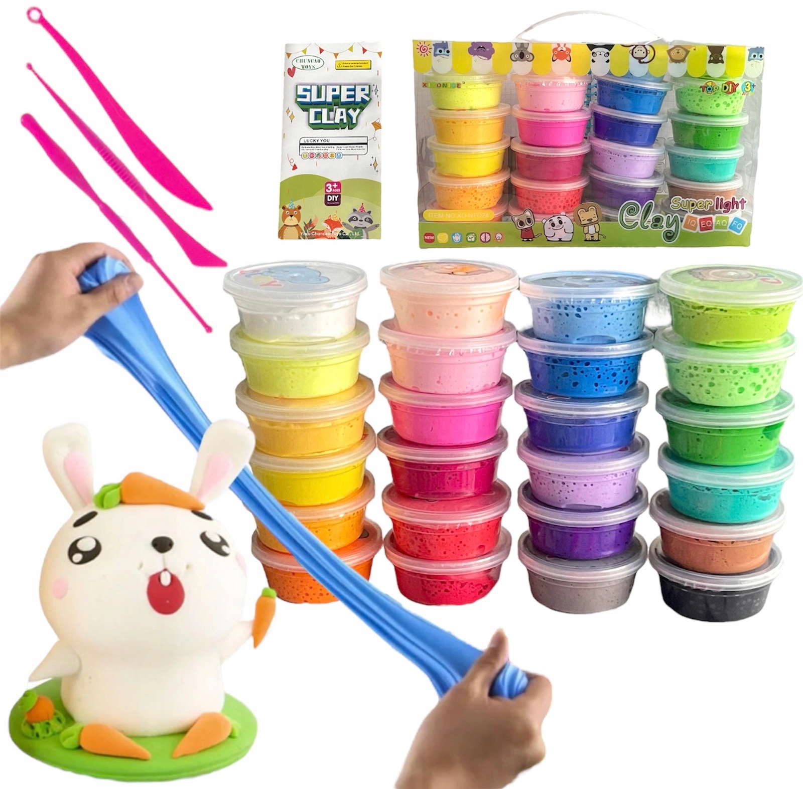 MAGICZNA PIANKOLINA PLASTELINA MASA PLASTYCZNA 24 KOLORY W PUDEŁKU