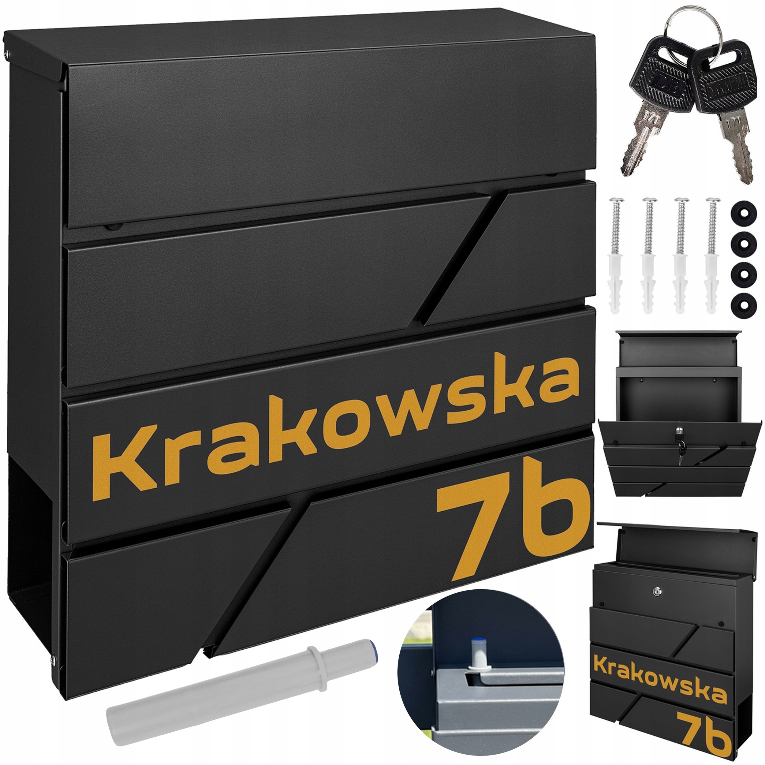 Poštovní Schránka Modern Černá Zlatý Vzor