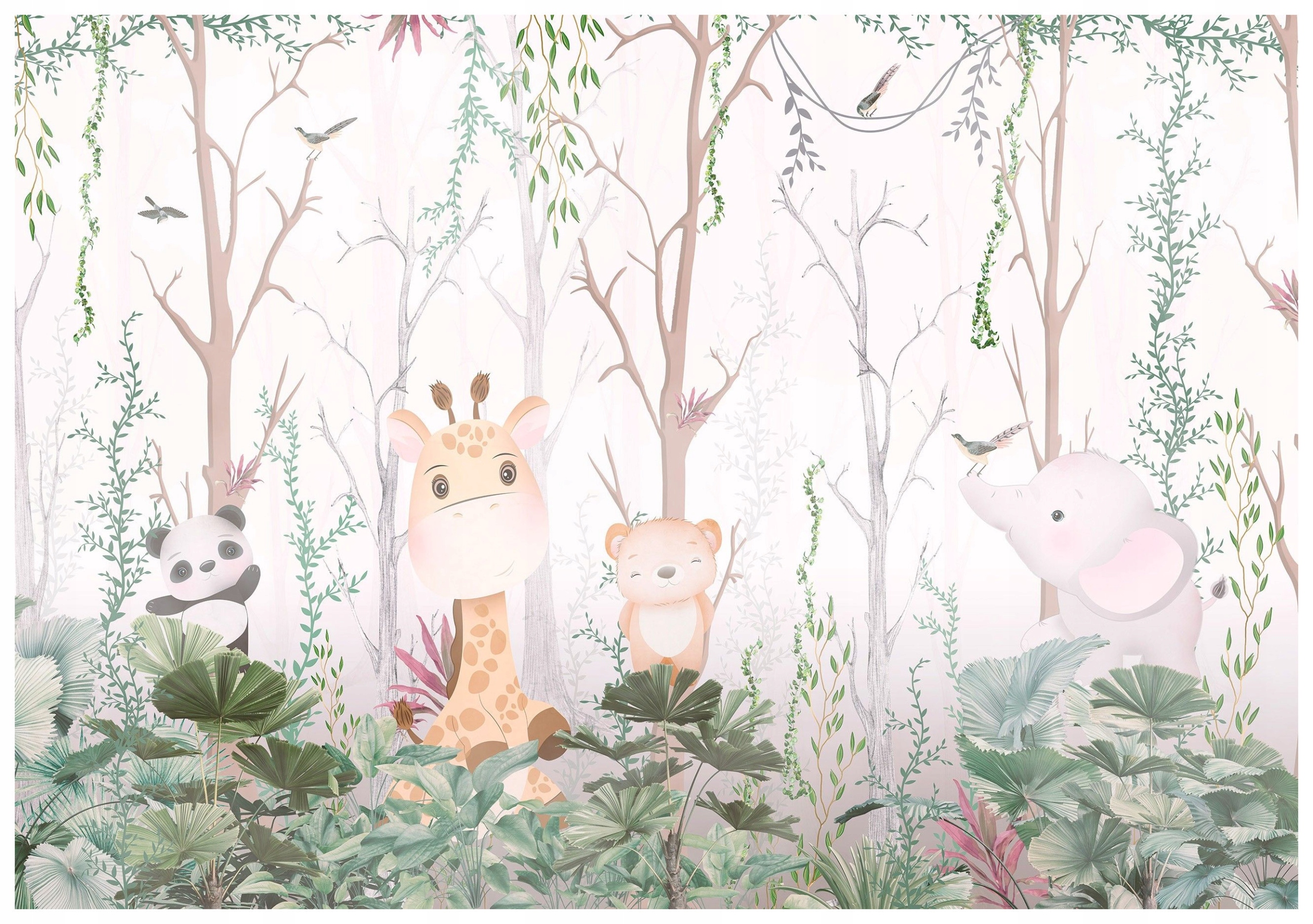 Tapeta Zvířata v lese pastelová do dětského pokoje 208x146 vinylová lepidlo