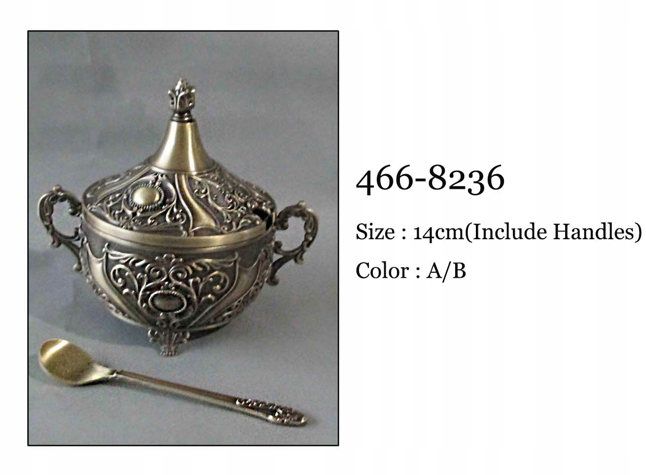 Cukřenka se lžičkou ze zlata, staré zlato, mosaz, kovový plátek