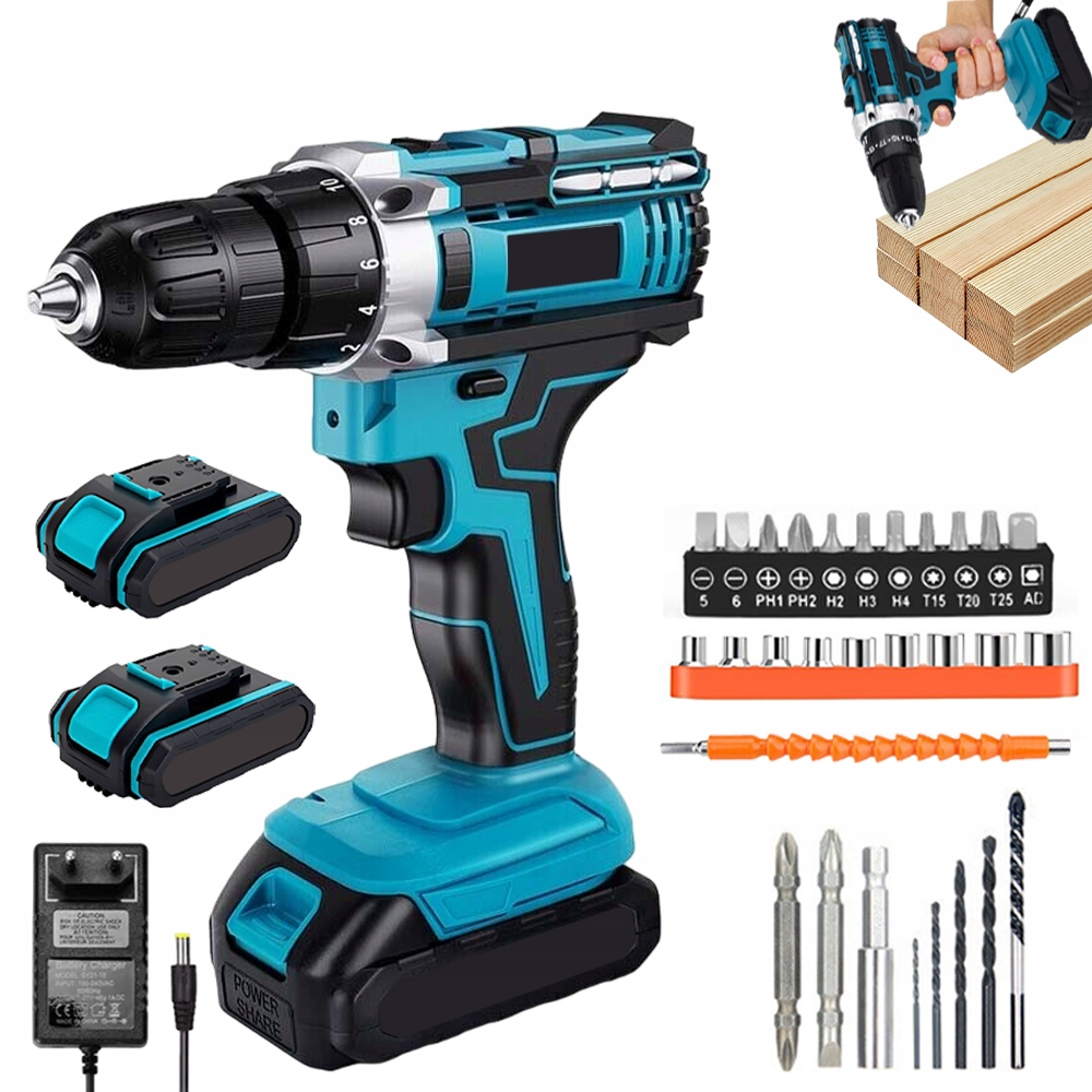 Bezdrátový Šroubovák 25+3 Točivý Moment Protiskluzová Rukojeť 2*1200MAH