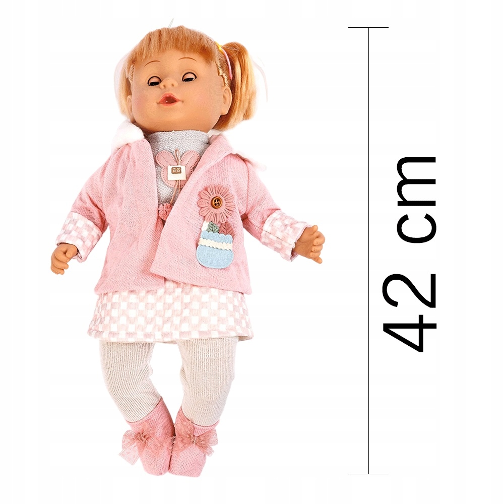 Lalka Bobas Interaktywna Miękka Jak Żywa Duża 42cm Śpiewa Mówi Dziewczynka Efekty dźwiękowe
