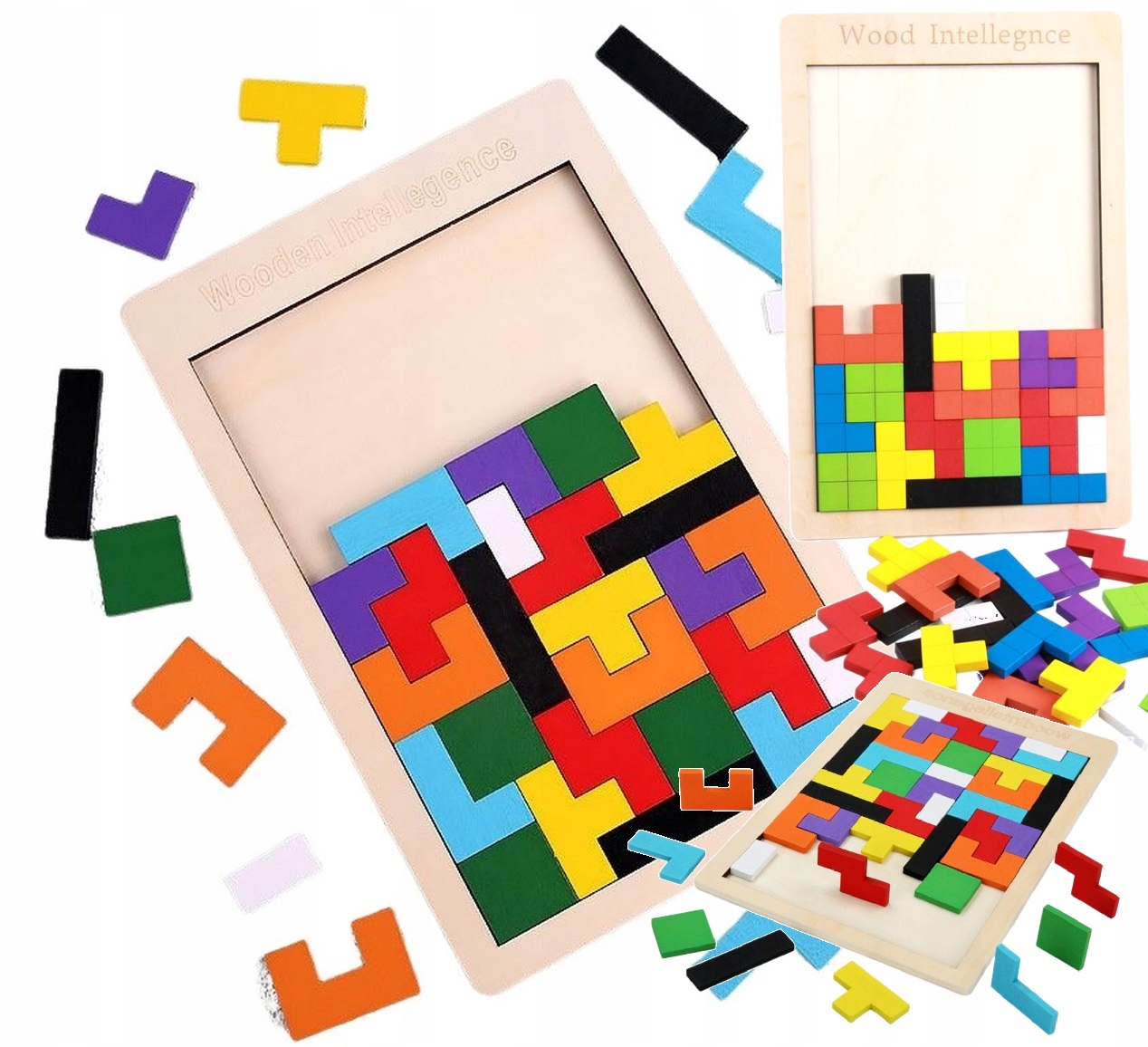 

Puzzle Drewniane Klocki Układanka Montesori Tetris