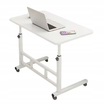 Počítačový stůl s nastavitelnou výškou, na kolečkách, bílý, 40 x 80 cm