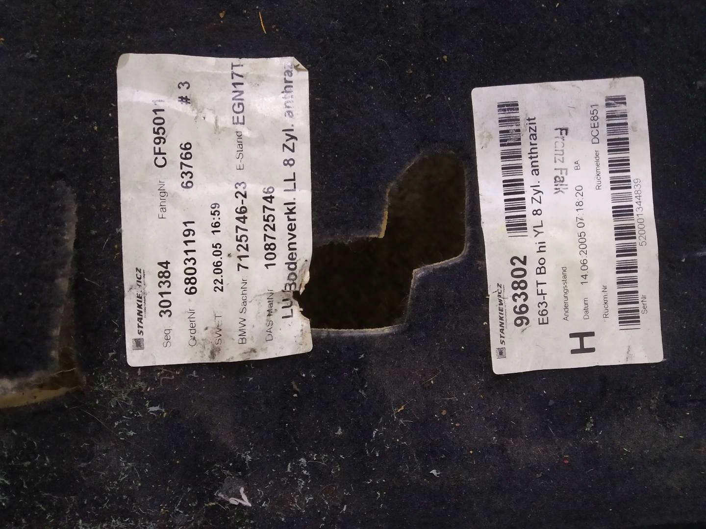 SZöNYEG bent DYWAN far Bmw Seria 6 II (2003-2010) E63/64