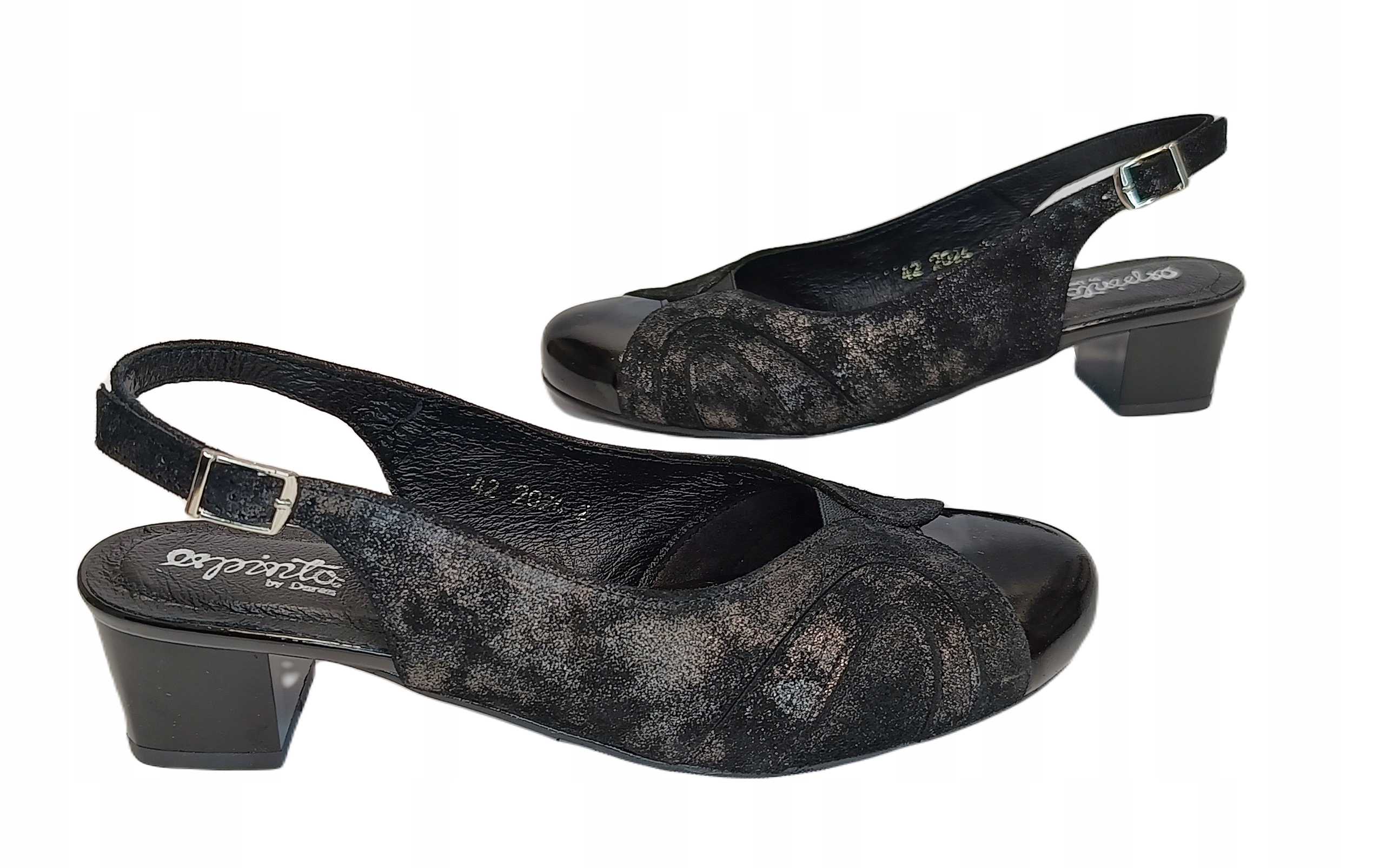 lodičky haluksy Tuhost H kůže Espinto OP42 černá stříbrná r38,5