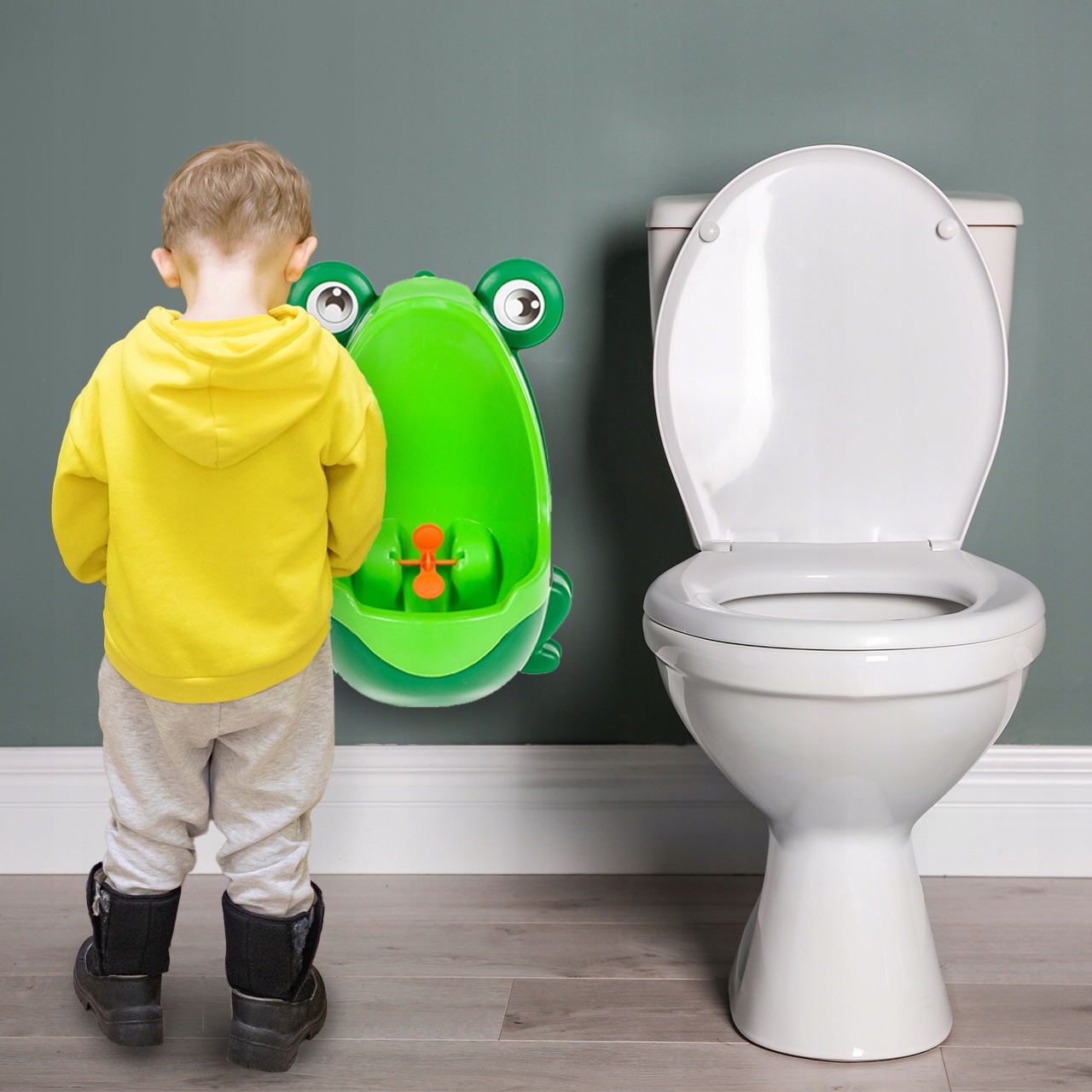 PISUAR ŻABA DLA MALUCHA ŻABKA NA PRZYSSAWKI NOCNIK DO NAUKI SIKANIA Kolor zielony