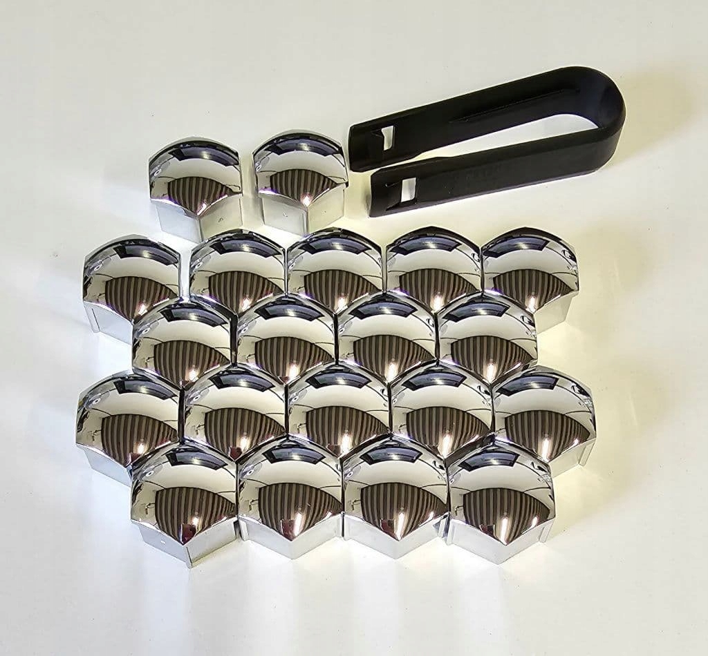 Nakładki zaślepki kapturki na śruby od kół CHROM 20szt. 17mm tuning HIT Kod producenta nakSRcr01