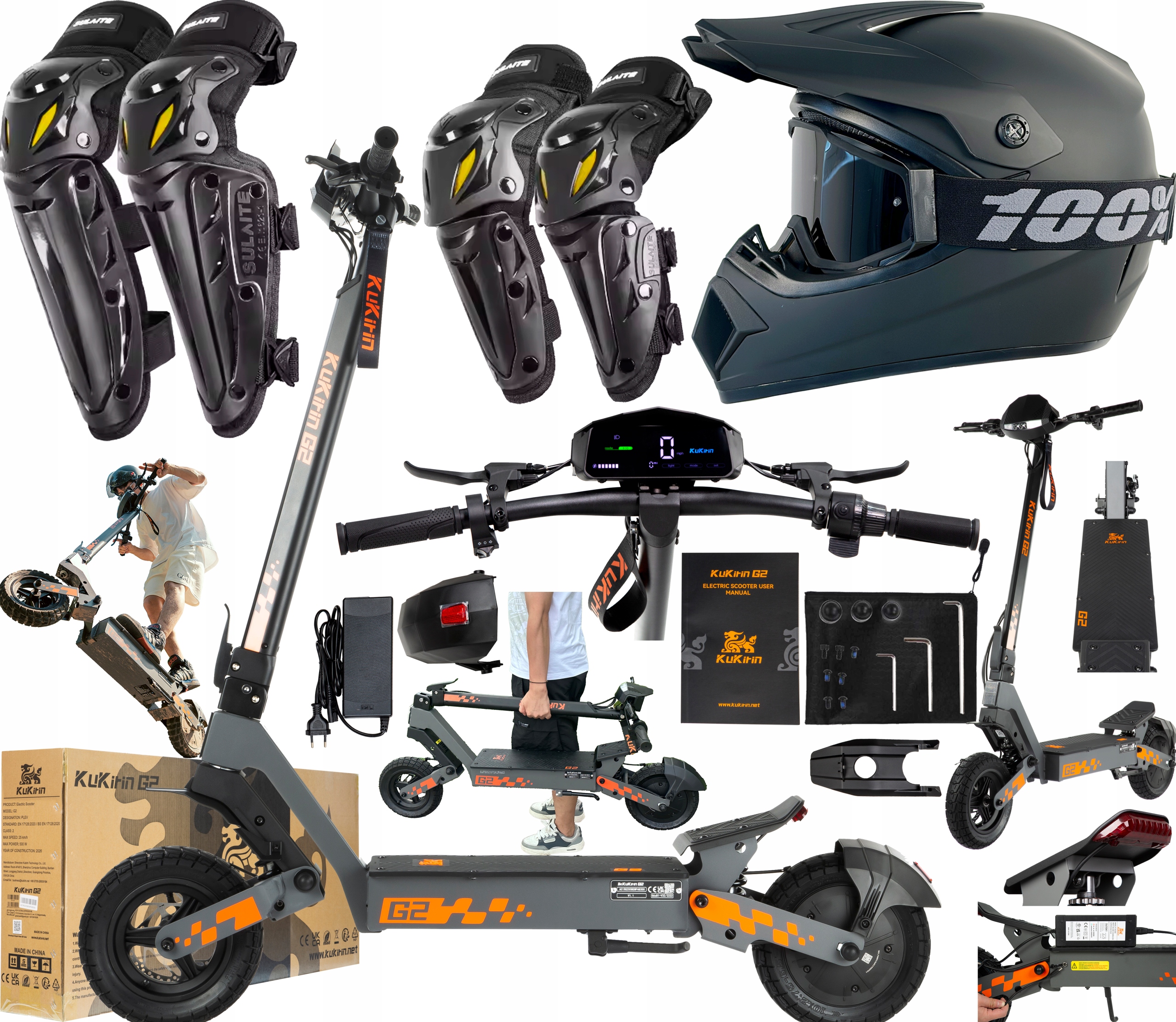 2026 KuKirin G2 Elektrická vozidla 48V 15Ah 800W 45KM/H 55KM 10" +Dárek