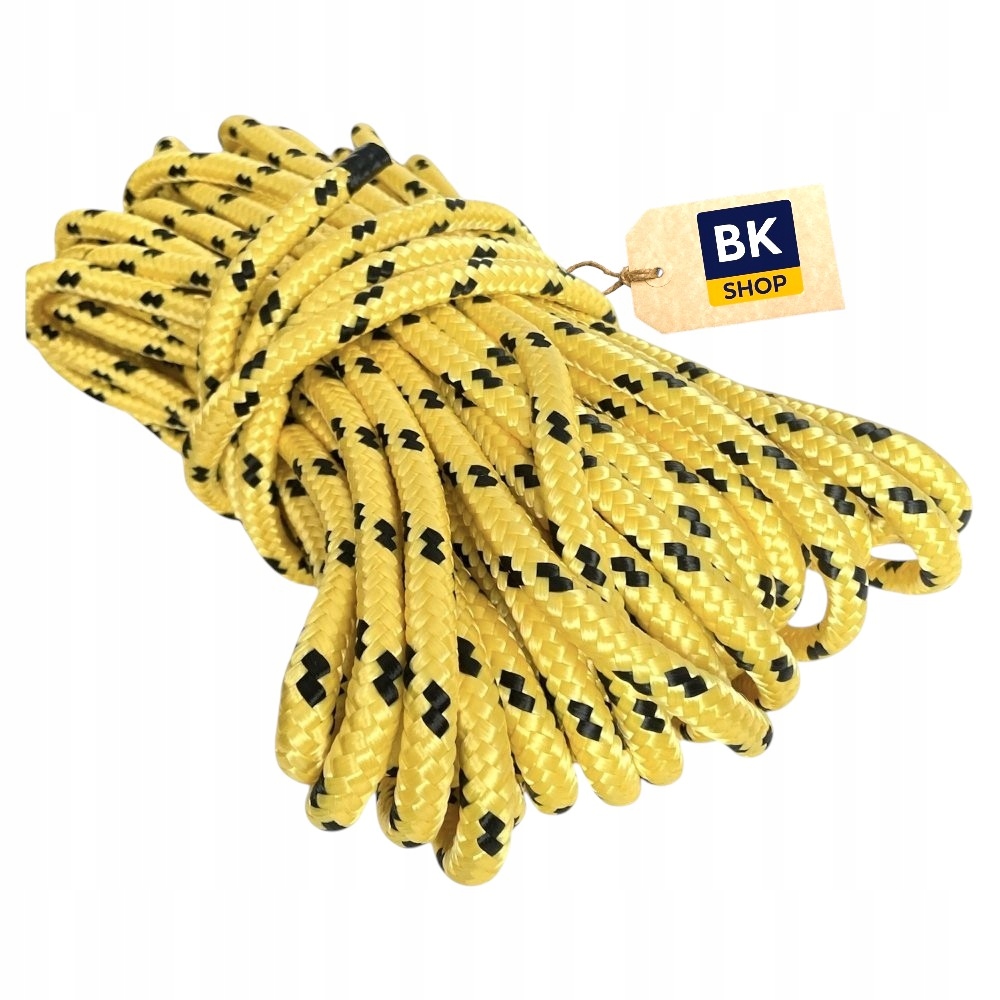 Lina pleciona z rdzeniem fi12 50 metrów żółta linka żeglarska Mocny sznur