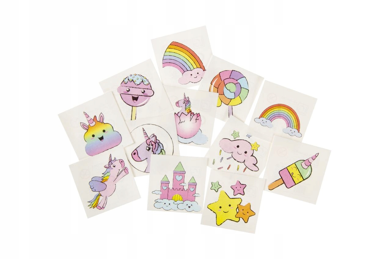 Tatuaże dla dzieci jednorożce - 12 sztuk