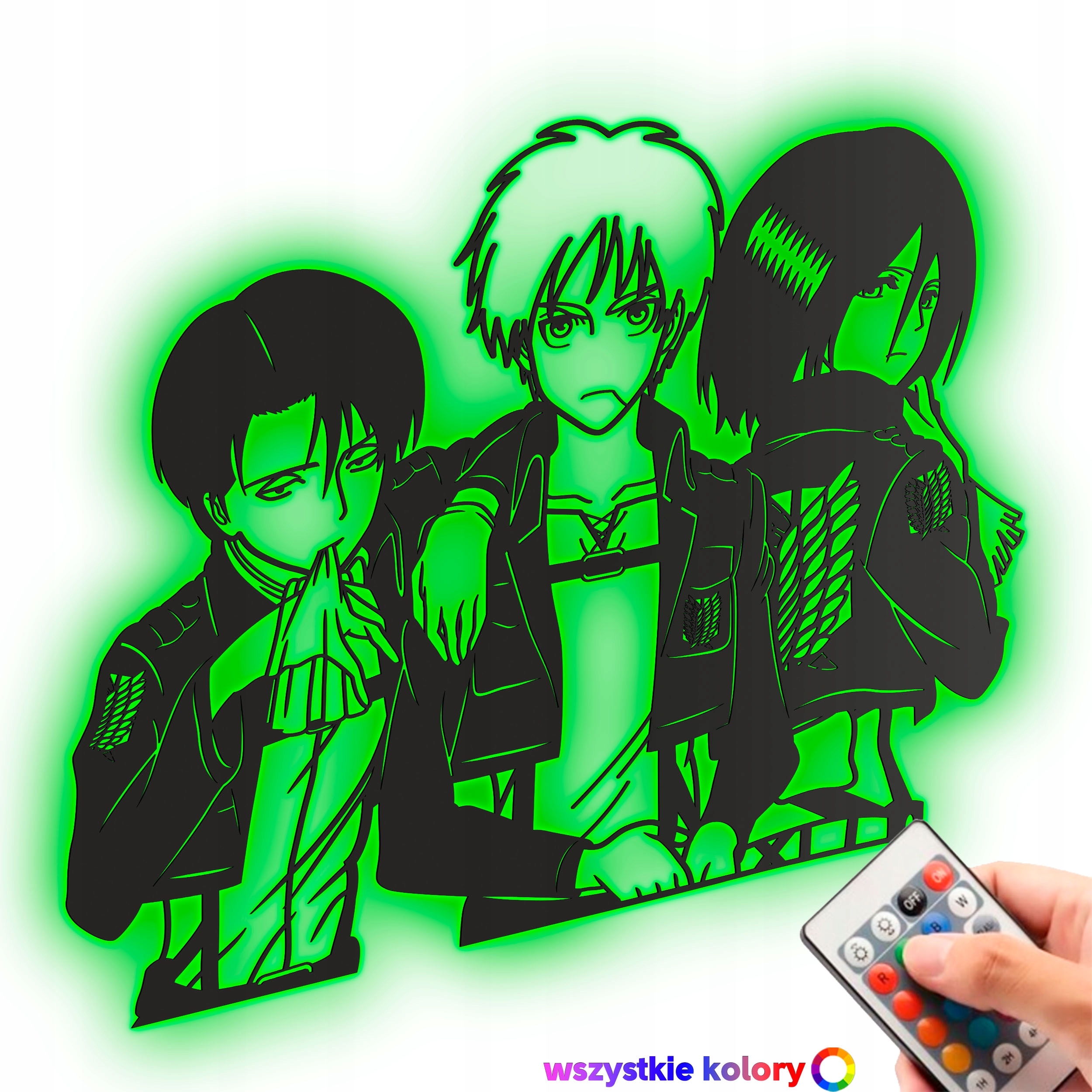 Drevený obraz Anime Attack on Titan Levi Eren Mikasa Nočná Lampa Led XL