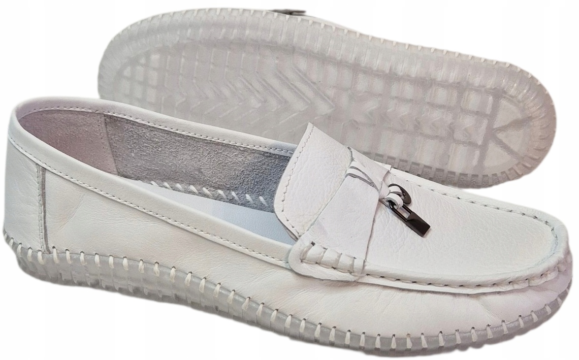 Modo 25050 Mokasíny bílé, lehká přírodní kůže vel 40