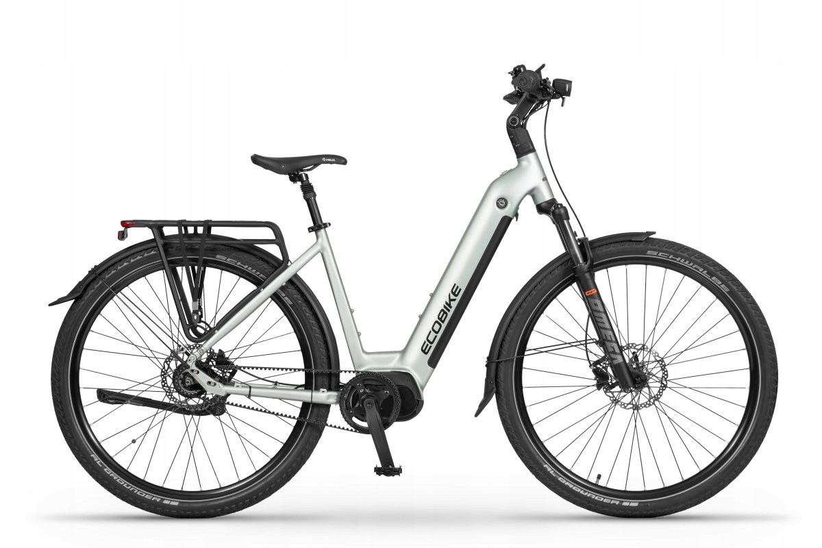 Rower elektryczny Ecobike LX400 rama 19 cali koło 28 " srebrny 250 W