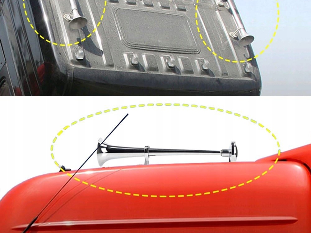 KLAKSON TRĄBKA PNEUMATYCZNA 150dB FANFARA KLAKSON CHROM KOMPRESOR 12V Stan opakowania oryginalne