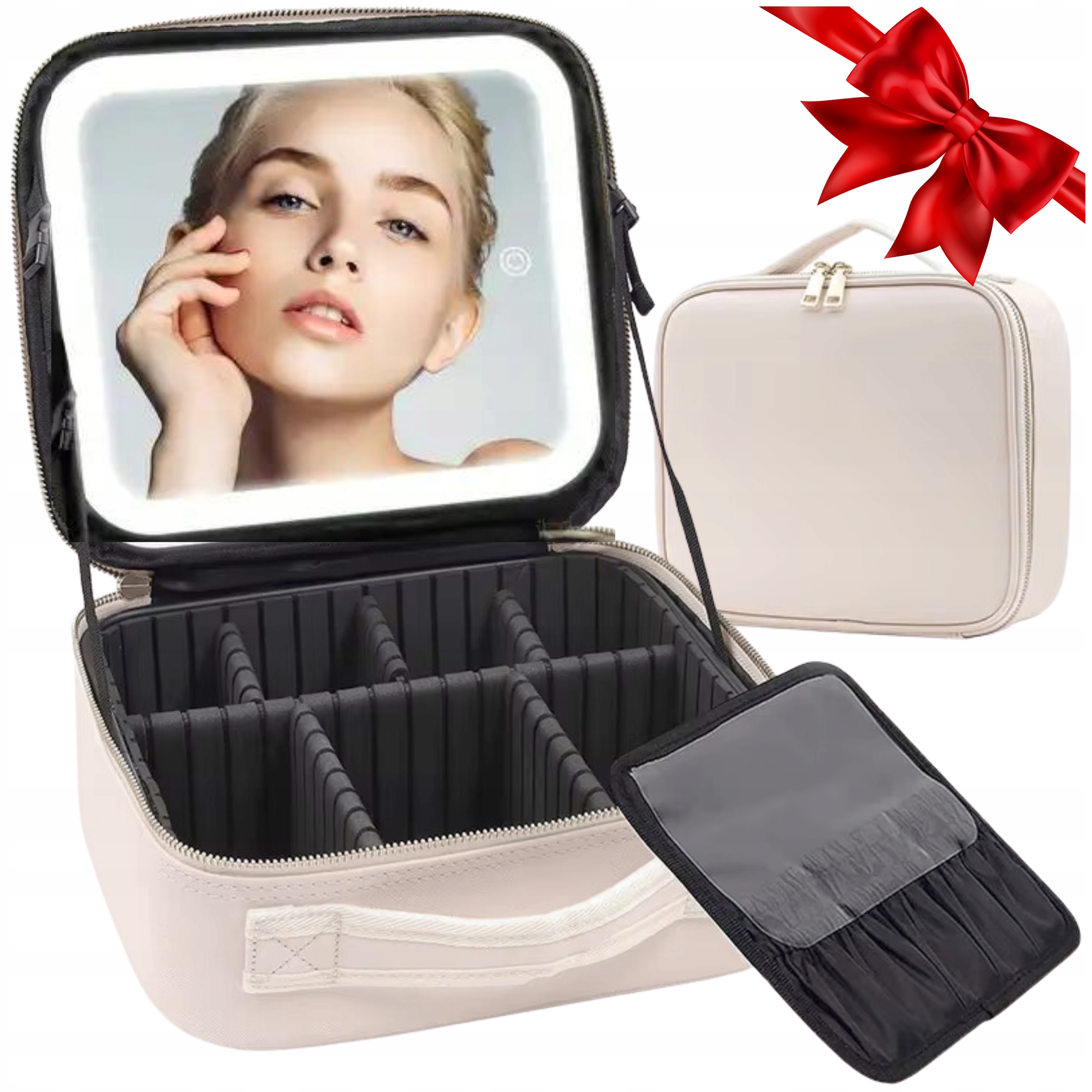Kosmetická Taška S Led Zrcátkem Kufřík Na Kosmetiku Makeup Béžová